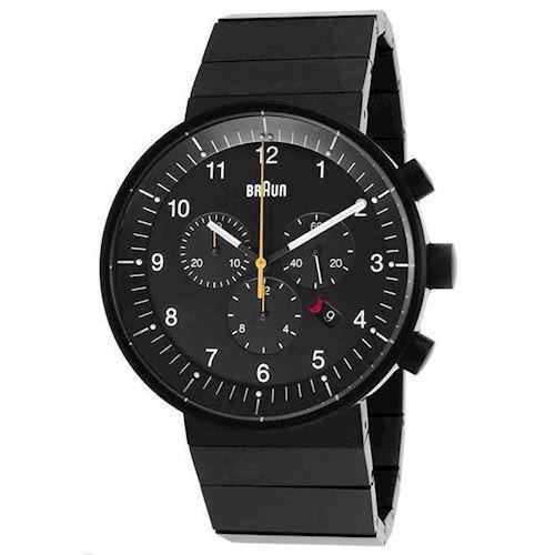 Image of Prestige IP sort mat rustfri stål quartz med chronograph Herre ur fra Braun, BN0095BKBKBTG